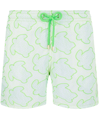 Men Classic Embroidered - Men Swim Trunks Embroidered 2017 Tortues Hypnotiques - Limited Edition, Lemongrass front view