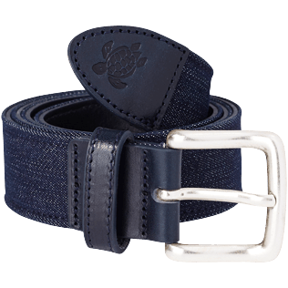 男款 Others 纯色 - Men Leather and Denim Belt, Jeans blue front 男款 Others 纯色 - Men Leather and Denim Belt, Jeans blue front