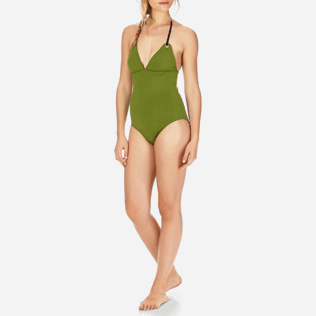 Mujer Una pieza Liso - Bañador de una sola pieza de neopreno con copas de triángulo para mujer, Espuma frontworn Mujer Una pieza Liso - Bañador de una sola pieza de neopreno con copas de triángulo para mujer, Espuma frontworn