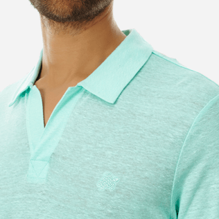 Men Others Solid - Men Linen Jersey Polo Shirt Solid, Mint supp1 Men Others Solid - Men Linen Jersey Polo Shirt Solid, Mint supp1