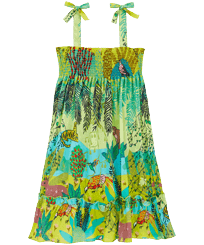 Niñas Autros Estampado - Girls Cotton Dress Jungle Rousseau, Jengibre vista frontal