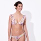 Donna Ferretto Stampato - Top bikini donna all'americana Rainbow Flowers, Cyclamen vista frontale indossata
