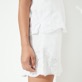 Mujer Autros Bordado - Camisa de manga corta de lino con bordado inglés para mujer, Blanco detalles vista 1