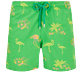Men Classic Embroidered - Men Swimwear Embroidered 2012 Flamants Rose - Limited Edition, Grass green front view