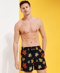 Men Others Embroidered - Men Embroidered Swim Trunks Ronde Des Tortues - Limited Edition, Navy front worn view