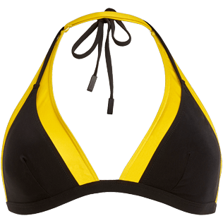 Women Halter Solid - Women bicolor Halter bikini top trompe-l'oeil effect - Vilebrequin x JCC+ - Limited Edition, Citron front Women Halter Solid - Women bicolor Halter bikini top trompe-l'oeil effect - Vilebrequin x JCC+ - Limited Edition, Citron front