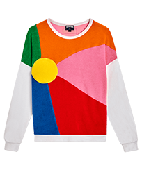 Damen Andere Bedruckt - Rainbow Frottee-Sweatshirt für Damen – Vilebrequin x JCC+ – Limitierte Serie, Multicolor Vorderansicht