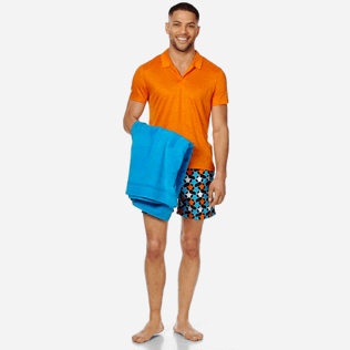 Hombre Autros Liso - Polo en punto de lino de color liso para hombre, Azafran supp2 Hombre Autros Liso - Polo en punto de lino de color liso para hombre, Azafran supp2