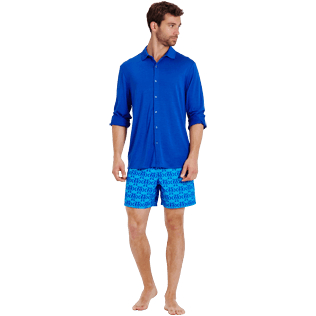 Uomo Altri Unita - Camicia uomo in jersey di lyocell a tinta unita, Blu reale frontworn Uomo Altri Unita - Camicia uomo in jersey di lyocell a tinta unita, Blu reale frontworn