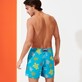 Men Classic Embroidered - Men Swim Trunks Embroidered Ronde Des Tortues, Ming blue back worn view