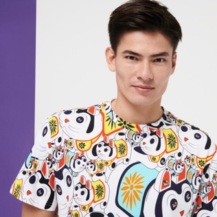 Homme AUTRES Imprimé - T-shirt homme en coton Maneki-neko, Blanc vue de détail 2