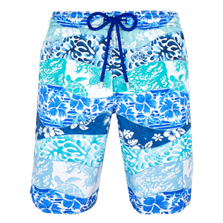 Hombre Corte Largo Estampado - Bañador largo con estampado Vague Heritage para hombre, Azul marino front Hombre Corte Largo Estampado - Bañador largo con estampado Vague Heritage para hombre, Azul marino front