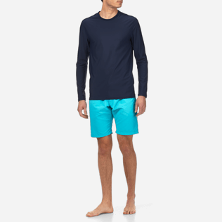 Men Others Printed - Men Long Sleeves Rashguards Solid, Navy frontworn Men Others Printed - Men Long Sleeves Rashguards Solid, Navy frontworn