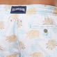 Men Classic Embroidered - Men Swim Trunks Embroidered Iridescent Flowers of Joy - Limited Edition, White details view 2