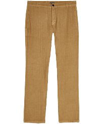 Hombre Autros Liso - Pantalón de lino con tinte natural para hombre, Nuts vista frontal