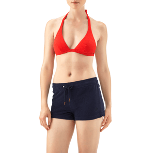 Women Others Solid - Women Terry Cloth Shortie Solid, Navy frontworn Women Others Solid - Women Terry Cloth Shortie Solid, Navy frontworn