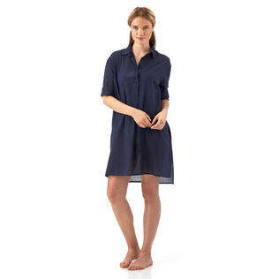 Mujer Autros Liso - Camisa larga de lino, Azul marino supp6 Mujer Autros Liso - Camisa larga de lino, Azul marino supp6