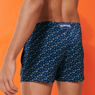 Men Fitted Printed - Men Short Swim Trunks Micro Tortues Rainbow, Navy details view 1