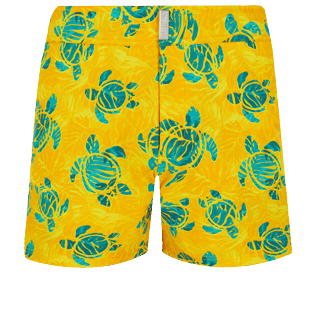 男款 Stretch classic 印制 - 男士 Turtles Madrague 平腰带弹力泳裤, Yellow 正面图