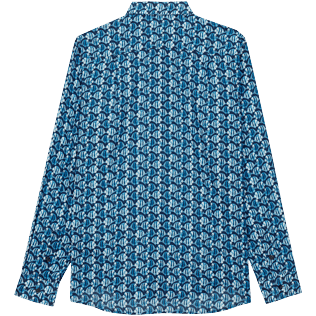 Hombre Autros Estampado - Camisa de verano unisex en gasa de algodón con estampado Batik Fishes, Azul marino vista trasera