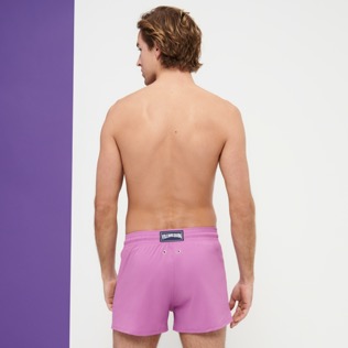 Men Others Solid - Men Swim Trunks Short and Fitted Stretch Solid, Pink dahlia back worn view