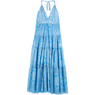 Damen Andere Bedruckt - Mandala Kleid aus Baumwolle für Damen, Lagune Rückansicht