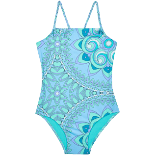 Girls Others Printed - Girls One-piece Swimsuit Mandala, Lagoon front view