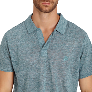 Men Others Solid - Men Linen Jersey Polo Shirt Solid, Heather green blue supp1 Men Others Solid - Men Linen Jersey Polo Shirt Solid, Heather green blue supp1