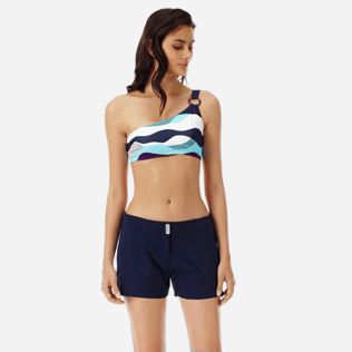 Damen Andere Uni - Solid Stretch-Badeshorts für Damen, Marineblau frontworn Damen Andere Uni - Solid Stretch-Badeshorts für Damen, Marineblau frontworn