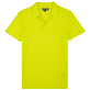 男款 Others 纯色 - 男士纯色亚麻运动 Polo 衫, Lemon 正面图