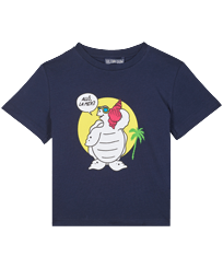 Niños Autros Estampado - Camiseta de algodón orgánico con estampado Allo La Mer? para niño, Azul marino vista frontal