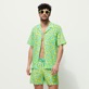 Men Others Printed - Men Bowling Shirt Linen and Cotton Turtles Smiley - Vilebrequin x Smiley®, Lazulii blue front worn view