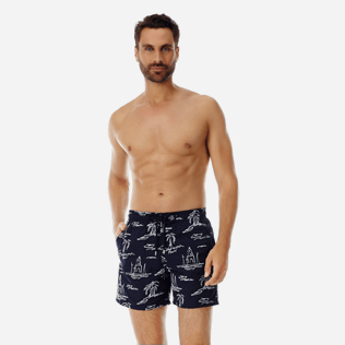 Men Embroidered Embroidered - Men Embroidered swimtrunks St Tropez - Limited Edition, Navy frontworn Men Embroidered Embroidered - Men Embroidered swimtrunks St Tropez - Limited Edition, Navy frontworn