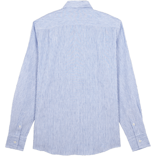 Homme Chemises Graphique - Chemise en Lin Rayée, Bleu ciel back Homme Chemises Graphique - Chemise en Lin Rayée, Bleu ciel back