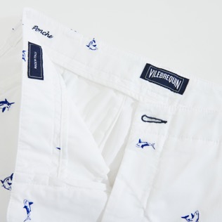 Men Others Printed - Men Chino embroidered Bermuda Shorts 2009 Les Requins, White details view 4