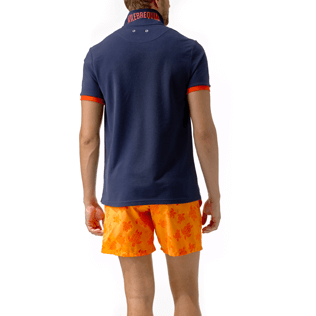 Men Others Solid - Men Cotton Pique Polo Shirt Solid, Navy / red backworn Men Others Solid - Men Cotton Pique Polo Shirt Solid, Navy / red backworn