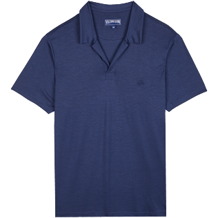 男款 Others 纯色 - 男士纯色兰精天丝 Polo 衫, Navy front 男款 Others 纯色 - 男士纯色兰精天丝 Polo 衫, Navy front