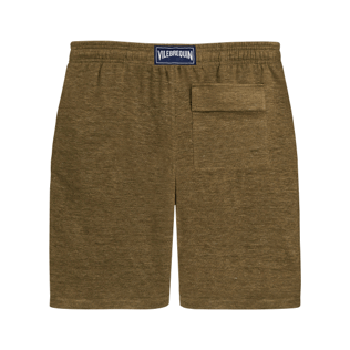 Men Others Solid - Unisex Linen Bermuda Shorts Solid, Pepper heather back view