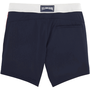 Men Flat belts Solid - Men Fitted Stretch Swimwear Tricolor, Navy back Men Flat belts Solid - Men Fitted Stretch Swimwear Tricolor, Navy back