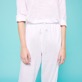 Unisex Linen Jersey Pants Solid Blanco detalles vista 2