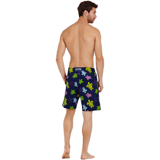 Hombre Clásico largon Estampado - Bañador largo y elástico con estampado Ronde des Tortues para hombre, Azul marino backworn Hombre Clásico largon Estampado - Bañador largo y elástico con estampado Ronde des Tortues para hombre, Azul marino backworn