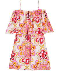Women Others Printed - Women Off the Shoulder Short Dress Kaleidoscope, Camellia front view