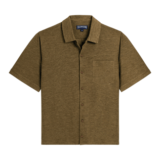 Men Others Solid - Unisex Linen Shirt Solid, Pepper heather front view
