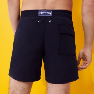 Men Embroidered Embroidered - Men placed embroidery Swim Trunks The year of the Rabbit, Navy back worn view
