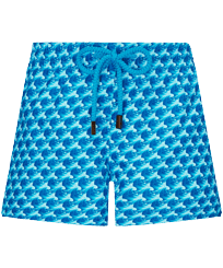 Pantalón corto de baño con estampado Micro Waves para niña Lazulii blue vista frontal
