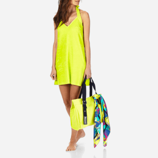 Women Others Solid - Women Short Halter Terry Cloth Dress Solid, Chartreuse supp3 Women Others Solid - Women Short Halter Terry Cloth Dress Solid, Chartreuse supp3