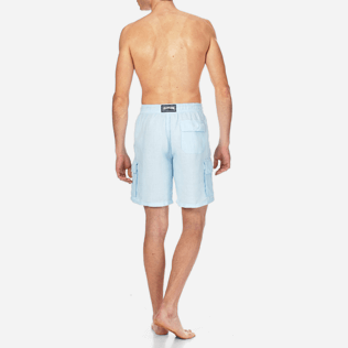 Men Others Solid - Men Cargo Linen Bermuda Shorts Solid, Sky blue backworn Men Others Solid - Men Cargo Linen Bermuda Shorts Solid, Sky blue backworn