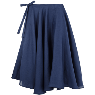 Donna Altri Unita - Gonna pareo lunga donna in voile di lino tinta unita, Blu marine front Donna Altri Unita - Gonna pareo lunga donna in voile di lino tinta unita, Blu marine front