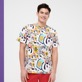 T-shirt homme en coton Maneki-neko Blanc vue portée de face T-shirt homme en coton Maneki-neko Blanc vue portée de face