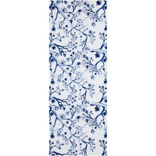 Others Printed - Cotton Voile Pareo Cherry Blossom, Sea blue front view
